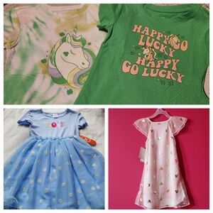 Brand New 4t, Toddler Disney Pajamas, Easter Flowy Dress and St Patrick's Tops